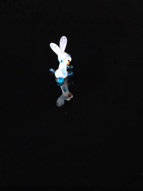 Light Blue Glass Bunny Figurine, Handmade Murano Quality Design - Small