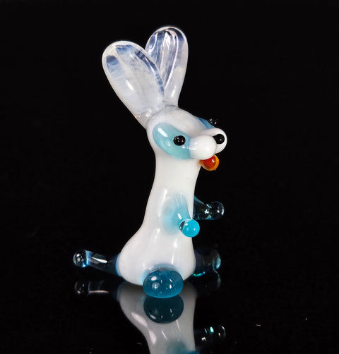 Light Blue Glass Bunny Figurine, Handmade Murano Quality Design - Small