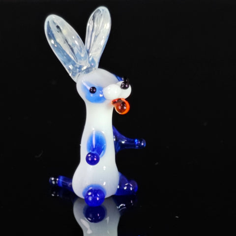 Blue Glass Rabbit Figurine, Handmade Murano Quality Design - Small