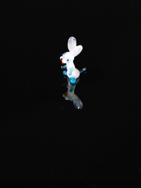 Light Blue Glass Bunny Figurine, Handmade Murano Quality Design - Small