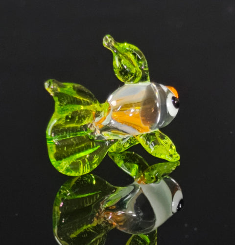 Green Glass Fish Figurine, Handmade Murano Quality Design - Small