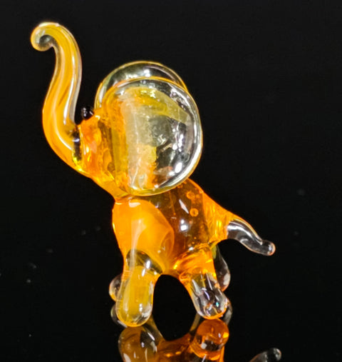 Orange Glass Elephant  Figurine, Handmade Murano Quality Design - Small