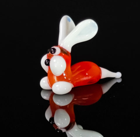 Red Glass Bunny Rabbit Figurine, Handmade Murano Quality Design - Small