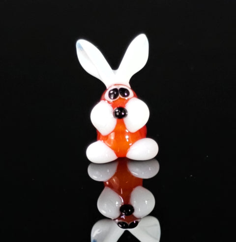 Red Glass Bunny Rabbit Figurine, Handmade Murano Quality Design - Small