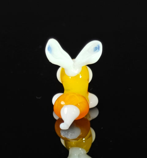 Orange Glass Bunny Rabbit Figurine, Handmade Murano Quality Design - Small