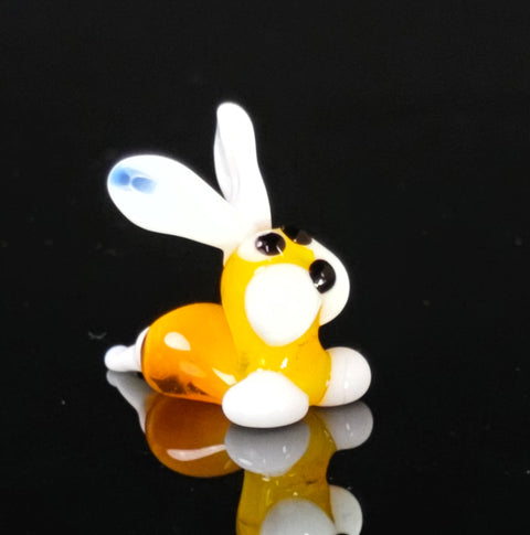 Orange Glass Bunny Rabbit Figurine, Handmade Murano Quality Design - Small