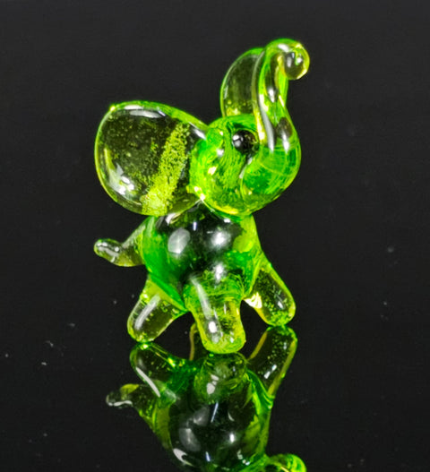 Green Glass Elephant Figurine, Handmade Murano Quality Design - Small