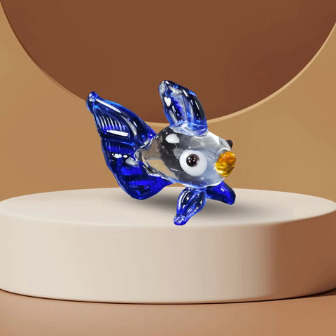 Blue Glass Fish Figurine, Handmade Murano Quality Design - Small