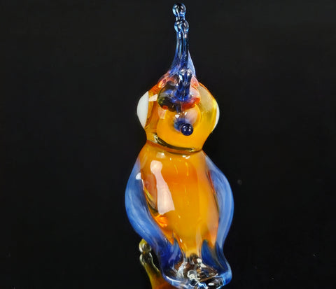 Orange Glass Cockatoo Figurine, Handmade Murano Quality Design - Small