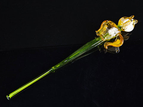 Amber Glass Iris- Handcrafted Long Stem Flower