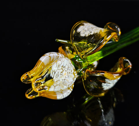 Amber Glass Iris- Handcrafted Long Stem Flower