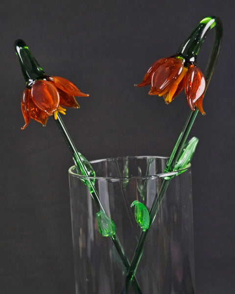 Amber Glass Lily - Handcrafted Long Stem Flower