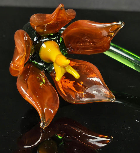 Amber Glass Lily - Handcrafted Long Stem Flower