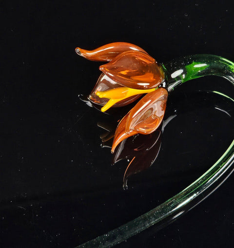 Amber Glass Lily - Handcrafted Long Stem Flower