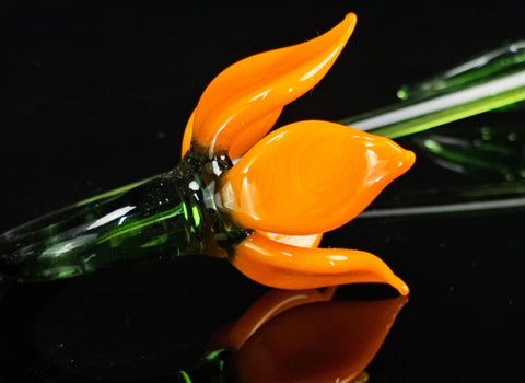 Orange Glass Lily- Handcrafted Long Stem Flower