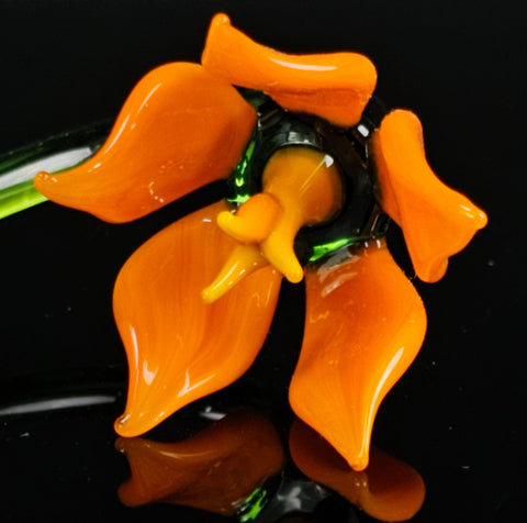 Orange Glass Lily- Handcrafted Long Stem Flower