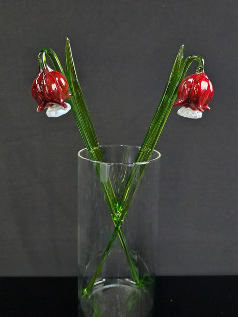 Red Glass Bellflower - Handcrafted Long Stem Flower