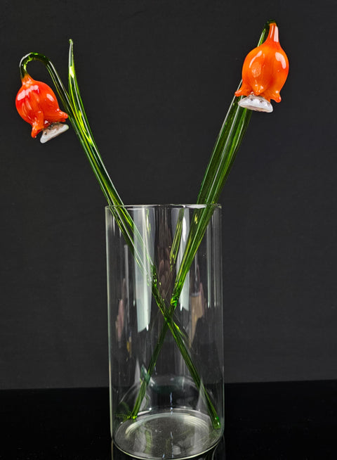 Orange Glass Bellflower - Handcrafted Long Stem Flower