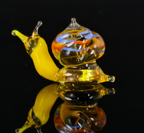 Amber Glass Snail Figurine, Handmade Murano Quality Design - Small