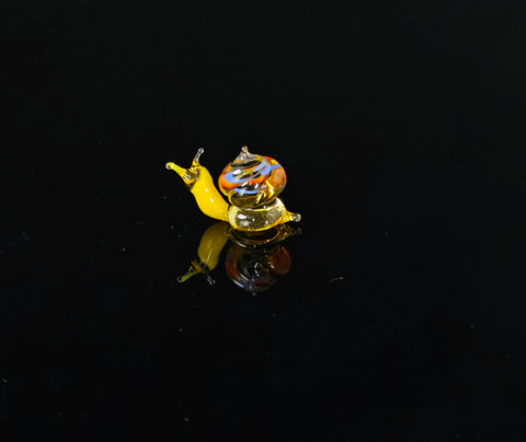 Amber Glass Snail Figurine, Handmade Murano Quality Design - Small