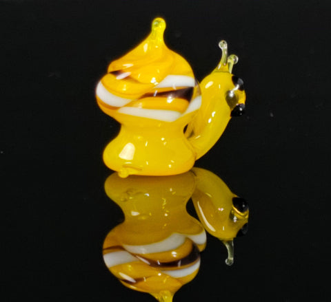 Yellow Glass Snail Figurine, Handmade Murano Quality Design - Small