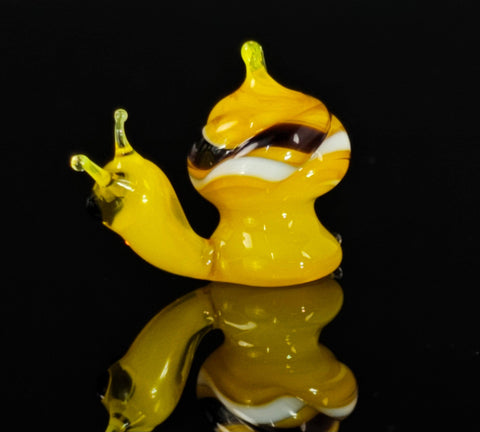 Yellow Glass Snail Figurine, Handmade Murano Quality Design - Small