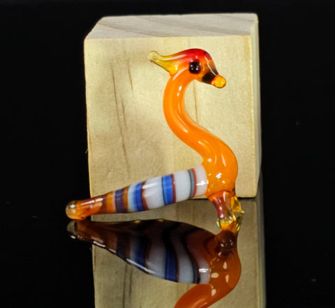 Orange Glass Peacock Figurine, Handmade Murano Quality Design - Small