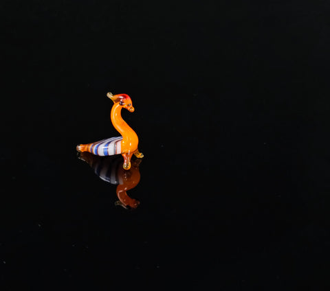 Orange Glass Peacock Figurine, Handmade Murano Quality Design - Small