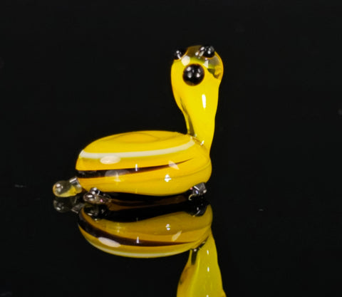 Yellow Glass Turtle Figurine, Handmade Murano Quality Design - Small