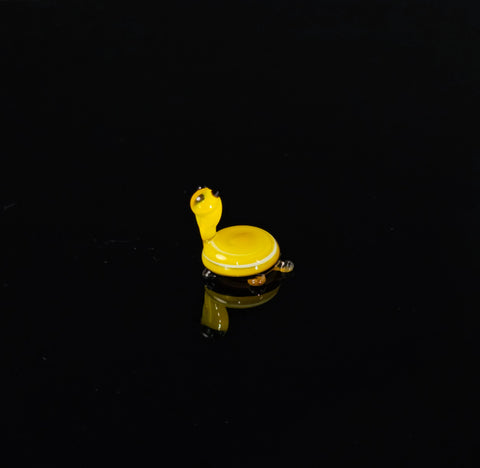 Yellow Glass Turtle Figurine, Handmade Murano Quality Design - Small