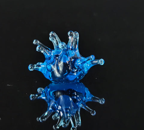 Aqua Glass Sea Urchin Figurine, Handmade Murano Quality Design - Small