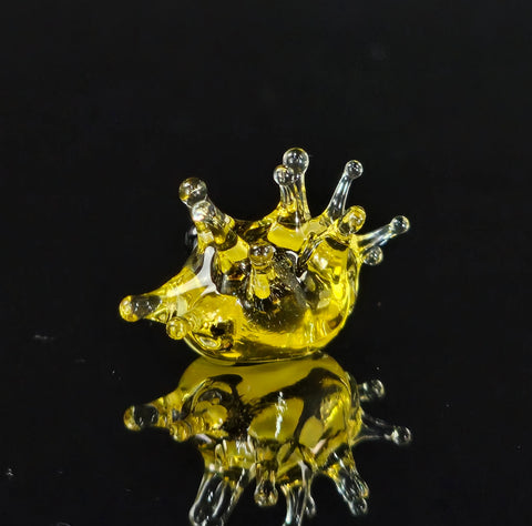 Amber Glass Sea Urchin Figurine, Handmade Murano Quality Design - Small