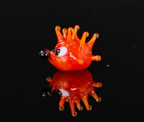 Red Glass Sea Urchin Figurine, Handmade Murano Quality Design - Small