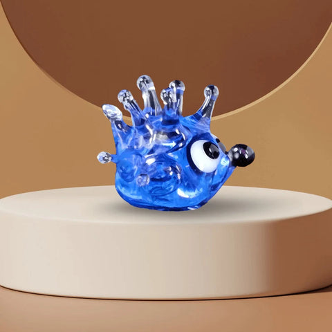 Light Blue Glass Sea Urchin Figurine, Handmade Murano Quality Design - Small