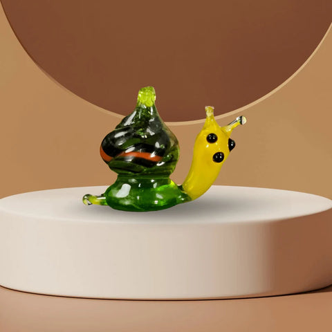 Green Glass Snail Figurine, Handmade Murano Quality Design - Small