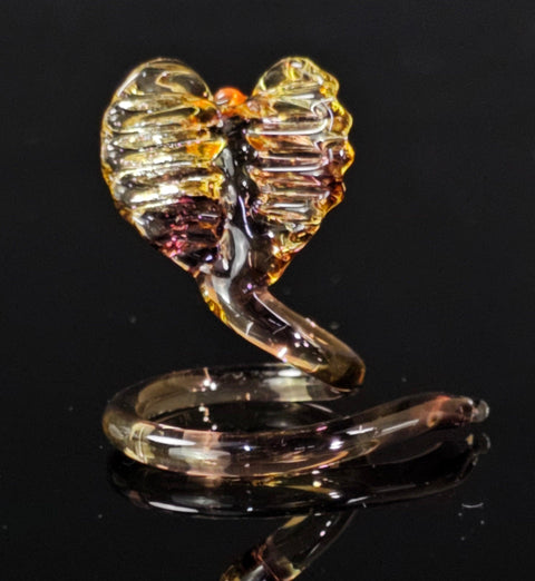 Amber Glass Cobra Figurine, Handmade Murano Quality Design - Small