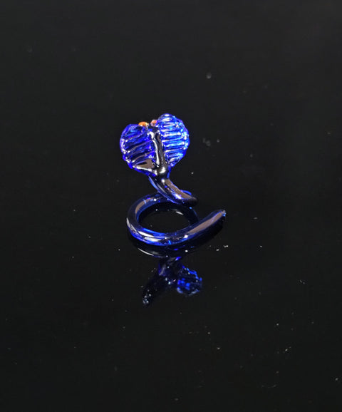 Blue Glass Cobra Figurine, Handmade Murano Quality Design - Small