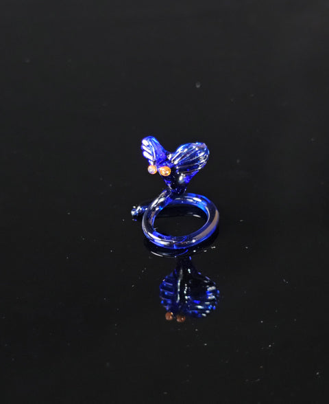 Blue Glass Cobra Figurine, Handmade Murano Quality Design - Small