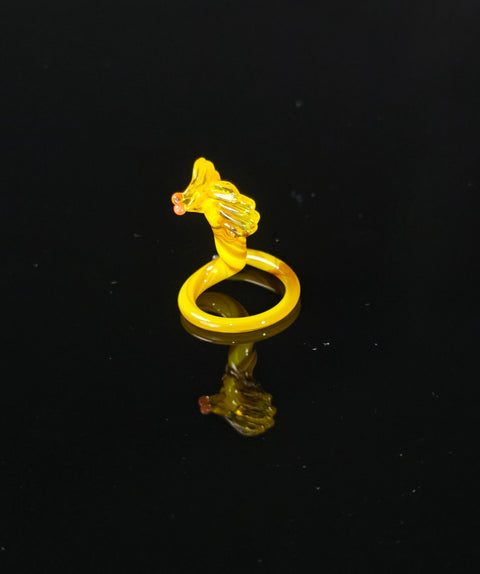 Yellow Glass Cobra Figurine, Handmade Murano Quality Design - Small