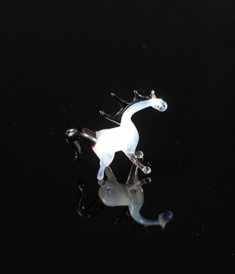 White Glass Horse Figurine, Handmade Murano Quality Design - Small