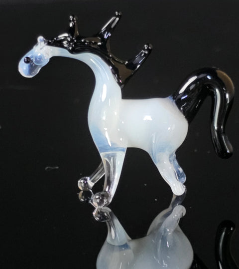 White Glass Horse Figurine, Handmade Murano Quality Design - Small