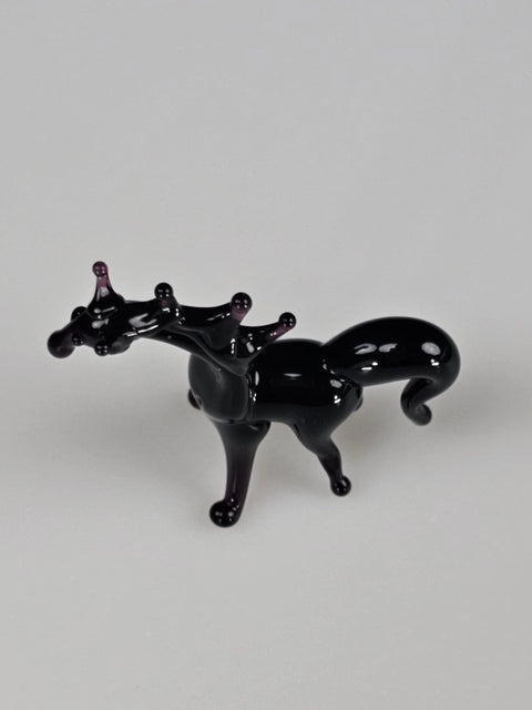 Black Glass Horse Figurine, Handmade Murano Quality Design - Small