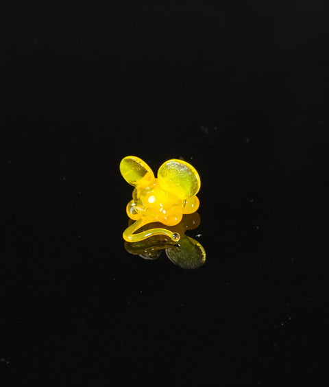 Yellow Glass Mouse Figurine, Handmade Murano Quality Design - Small