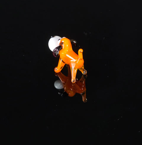 Orange Glass Dog Figurine, Handmade Murano Quality Design - Small