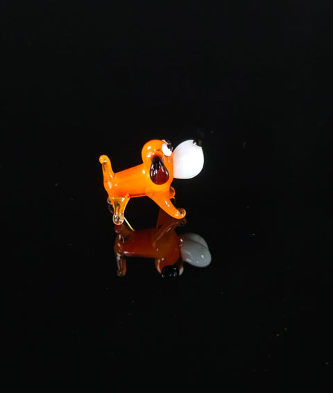 Orange Glass Dog Figurine, Handmade Murano Quality Design - Small