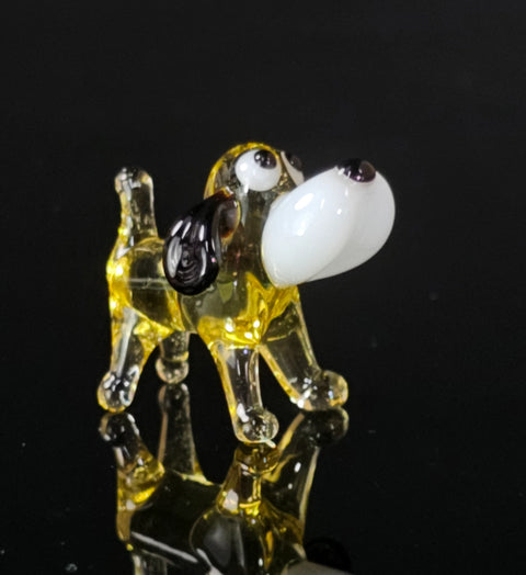 Amber Glass Dog Figurine, Handmade Murano Quality Design - Small