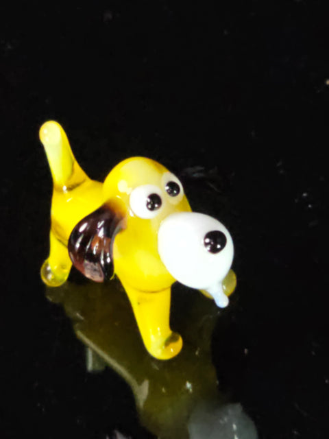 Yellow Glass Dog Figurine, Handmade Murano Quality Design - Small