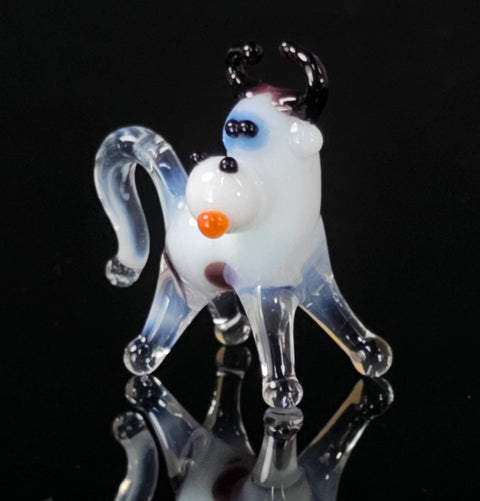 White Glass Cow Figurine, Handmade Murano Quality Design - Small