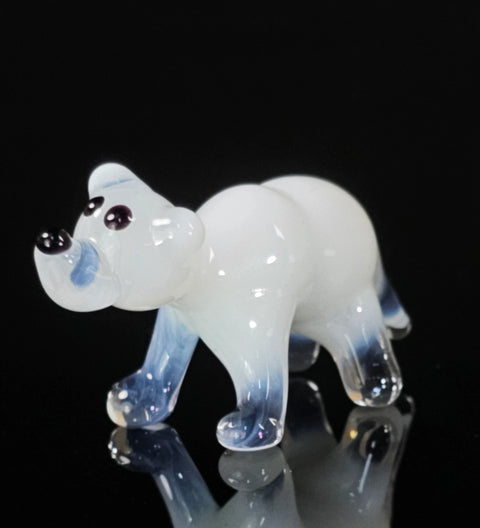 Glass Polar Bear Figurine, Handmade Murano Quality Design - Small