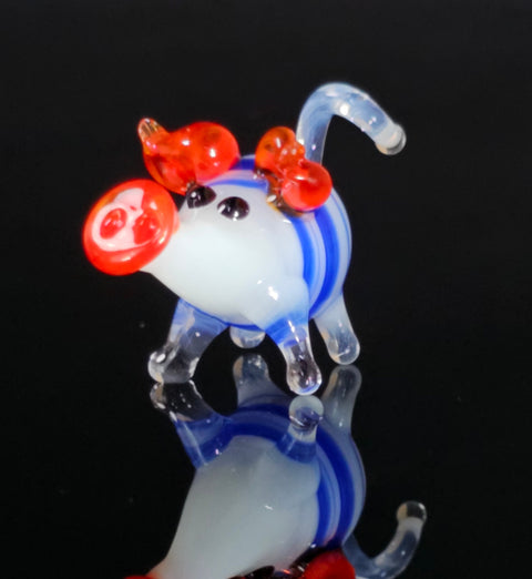 Blue Glass Pig Figurine, Handmade Murano Quality Design - Small